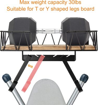 Настінна підставка для прасувальної дошки TJ.MOREE | З корзиною та гачками | Чорний колір