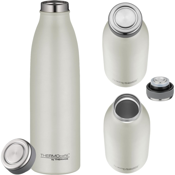 Термокувшин THERMOcafé by THERMOS TC 0.75л з нержавіючої сталі, ізоляція, для напоїв, 12 годин гарячий, 24 години холодний, не протікає, для школи, подорожей та офісу (Silver Lining Mat)
