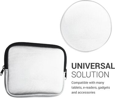 Чохол для eReader kwmobile - Неопренова сумка-чохол, захисний чохол - 17 x 12 x 2 см, внутрішні розміри 6' eReader (6,8-7' eReader, сріблястий)