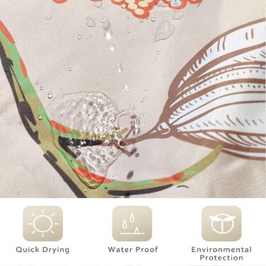 Штора для душу 180x180 см з квітами, антигрибкова, водонепроникна, поліестер, з 12 кільцями (Циан, великий птах)