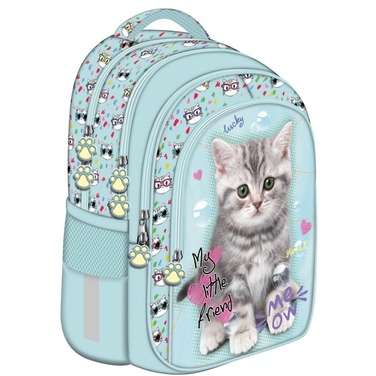Шкільний багатокамерний рюкзак St. Majewski Mint Kitty, синій, 22 л