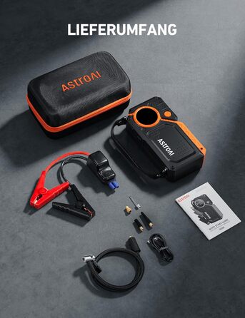 Powerbank для авто AstroAI з пусковим струмом 8000А та компресором 150PSI оранжевого кольору