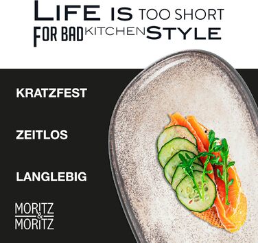 Набір сервірувальних тарілок Moritz & Moritz VIDA Бежевий (2 шт.) - великі тарілки з якісного порцеляну, сучасний дизайн, придатні для миття в посудомийній машині та використання в мікрохвильовці. Ідеально підходять для салатів, м'яса на грилі, закусок та