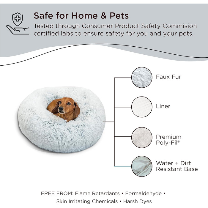 Круглий лежак для котів та собак Best Friends by Sheri - заспокійливий, 58x58 см, Frostgrau