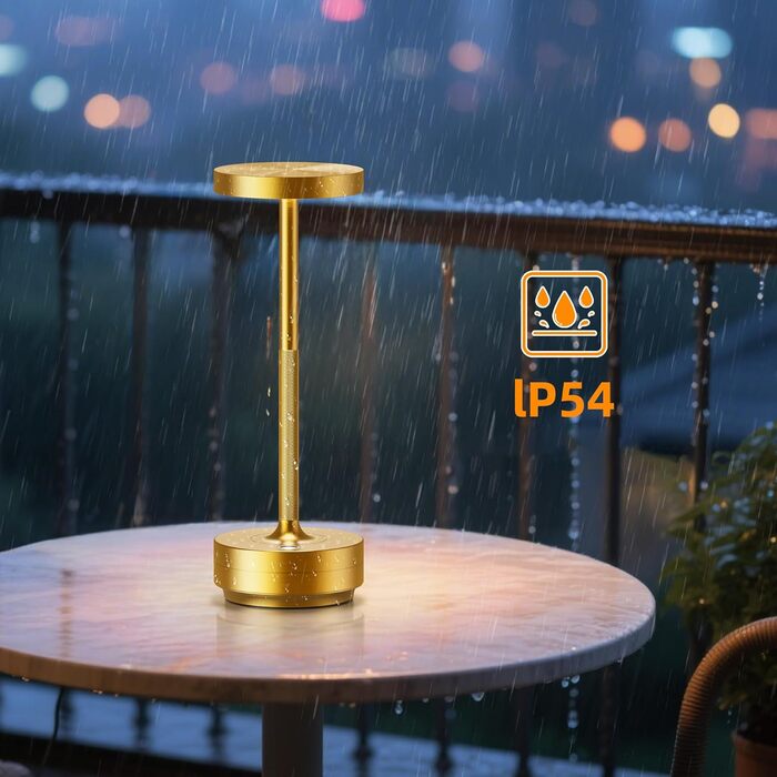 Настільна лампа бездротова LED Golden IP54 для вулиці та дому, акумуляторна 5000mAh, диммується, сенсорна, 3 кольори світла