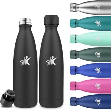 Термос-пляшка спортивна Grsta 750 мл, з нержавіючої сталі, подвійні стінки, BPA-Free, для кемпінгу, подорожей та спорту (чорний)