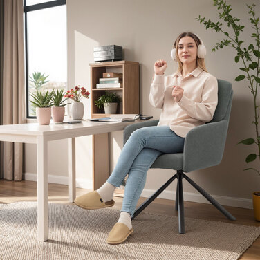 Крісло для обідньої зони HOMCOM з м'яким сидінням, кухонне крісло з товстою оббивкою, підлокітниками та металевими ніжками, сірого кольору.