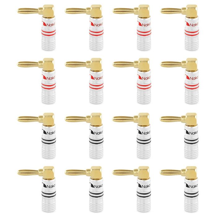 Навушники Nakamichi 24K позолочені банан-штекери 12-18 AWG для динаміків, підсилювачів, Hi-Fi, AV-ресиверів, стерео, домашнього кіно, аудіокабелів, 4 шт. (2 пари)