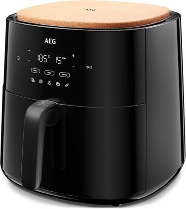 AEG AAF7B Hot Air Fryer / IF Design Award 2024 / Little to no oil / 8 programs / programmable / preheat function / 6.8l / dishwasher-safe / heat protection / flip reminder / black, 6.8l capacity, Series 7000