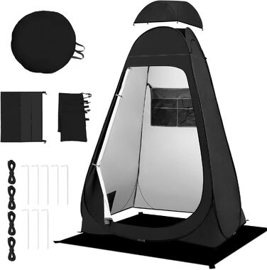 Brian & Dany Pop Up Camping Shower Tent - Portable Changing Tent with Rainfly & Windows - Outdoor Privacy Shelter, UPF 50+ Waterproof, 120x120x190cm