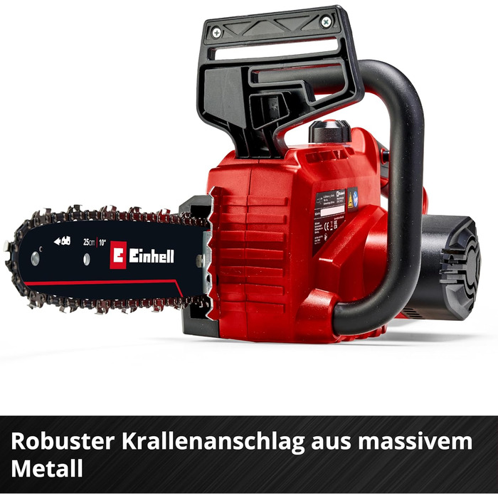 Акумуляторна ланцюгова пила Einhell GE-LC 18/25 Li-Solo Power X-Change (18 В, довжина шини 23 см, з АКБ 3.0 Аг та зарядним пристроєм)