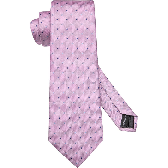 Чоловіча краватка Hi-Tie чорно-рожевого кольору з візерунком пає, смужки, крапки. Комплект з краватки та нагрудного хустинки. Ідеально для вечірок, весіль, офіційних заходів та бізнесу.
