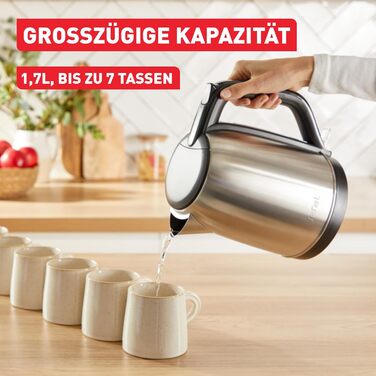 Електричний чайник Tefal Subito KI1R0DE0 з нержавіючої сталі, 1.7 л, 2200 Вт, з фільтром від накипу та автоматичним вимкненням