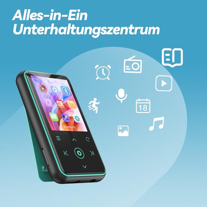 MP3 плеєр AGPTEK 64GB Bluetooth 5.3 з кліпсою для спорту, 1.8