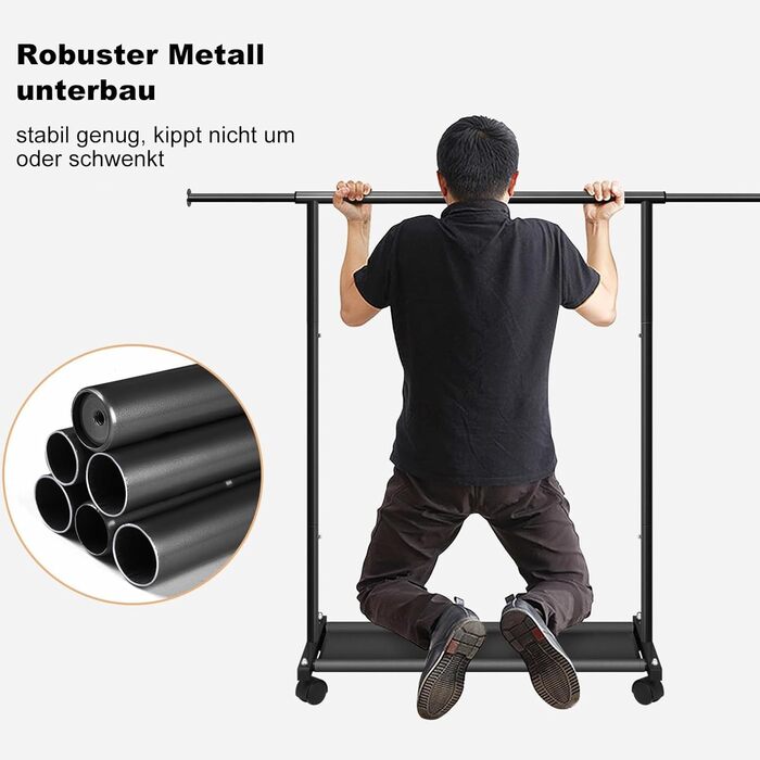 MISSLO Small Clothes Rack for Hanging Clothes, Rolling Garment Rod Stable for Kids, Toddler, Baby, Little Girls, Adults (Black)