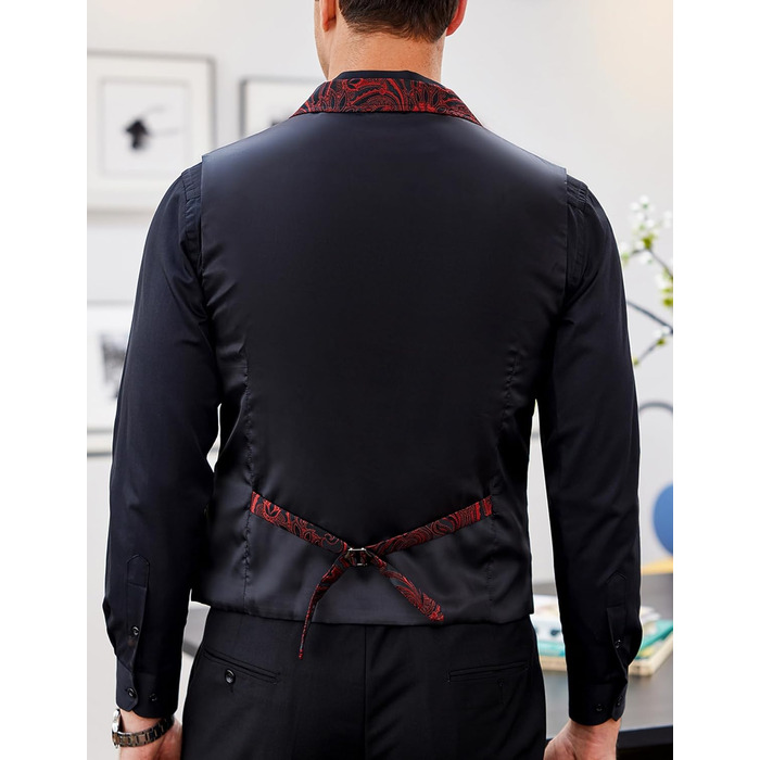 COOFANDY Жилет чоловічий з візерунком пає, вікторіанський, готичний, стимпанк, формальний, смокінг з гострим лаплями, колір вишневий M