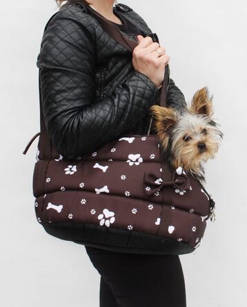 Сумочка для собак та котів Odolplusz Elegante, миється, для маленьких/середніх, XS, S, L, M, коричнева з лапами