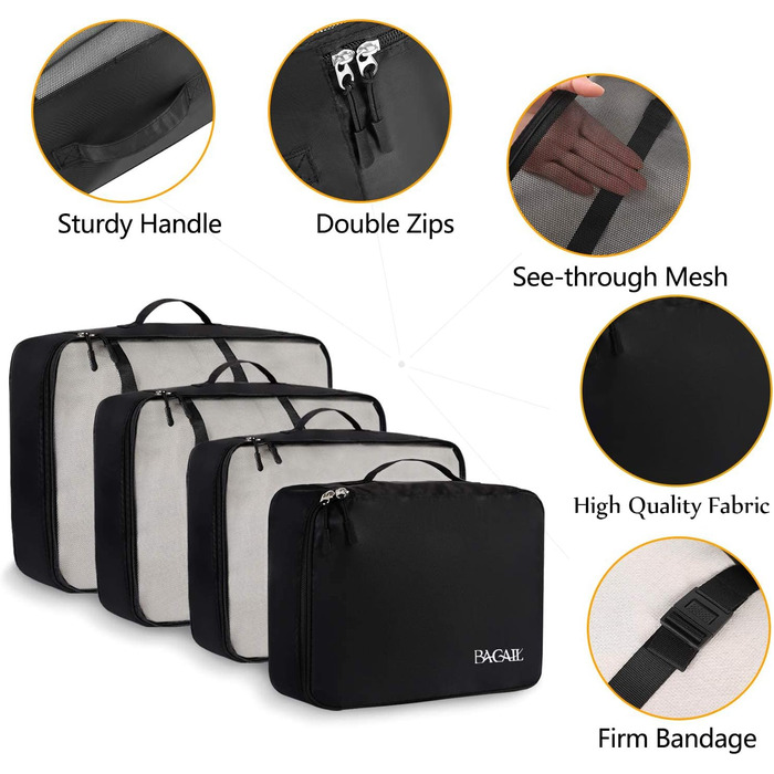 Набір органайзерів для валіз BAGAIL (8 шт.), чорний