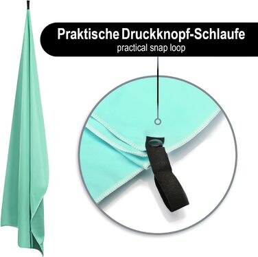 Рушник з мікрофібри Legendwerk® 160x80 см – швидковисихаючий, компактний, для подорожей, фітнесу, міста та відпочинку на природі – легкий, стильний, з сумкою та петлею для підвішування, 1 шт. (Турквіс)