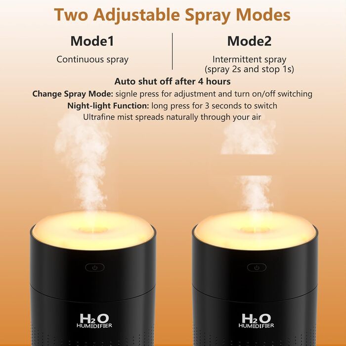 Увлажнитель воздуха Mini USB с LED-подсветкой AIR Humidifier - для спальни, растений, детской, офиса, детской комнаты (Зеленый) (Черный)