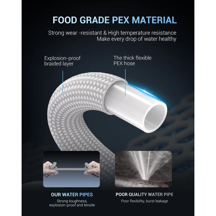 Змішувач для кухні APPASO 3-Wege, чорний, з нержавіючої сталі, 360° обертання, для фільтрації води