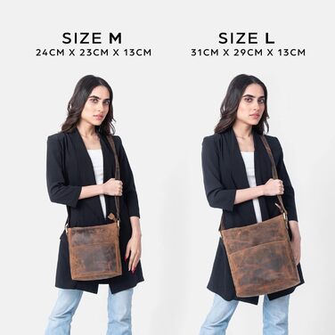 Сумка жіноча EABAGS шкіряна через плече преміум-класу для роботи, університету, школи та відпочинку, коричнева (M, Vintage Dark Brown)