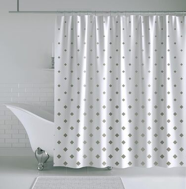 Штора для душу YOUNG DA текстильна біло-сіра з малюнком 