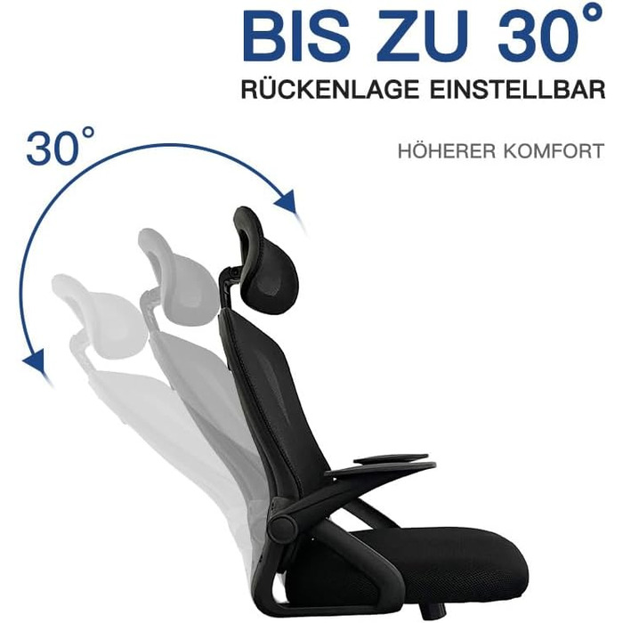 Ергономічне крісло для офісу: регульовані підлокітники, 3D-підголовник та поперекова підтримка, функція гойдання та нахилу (білий та чорний)