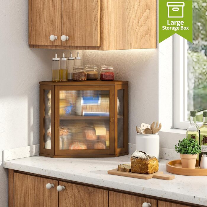 Чорний бамбуковий контейнер для хліба Eck-Brotkasten, великий, двошаровий, для кухні