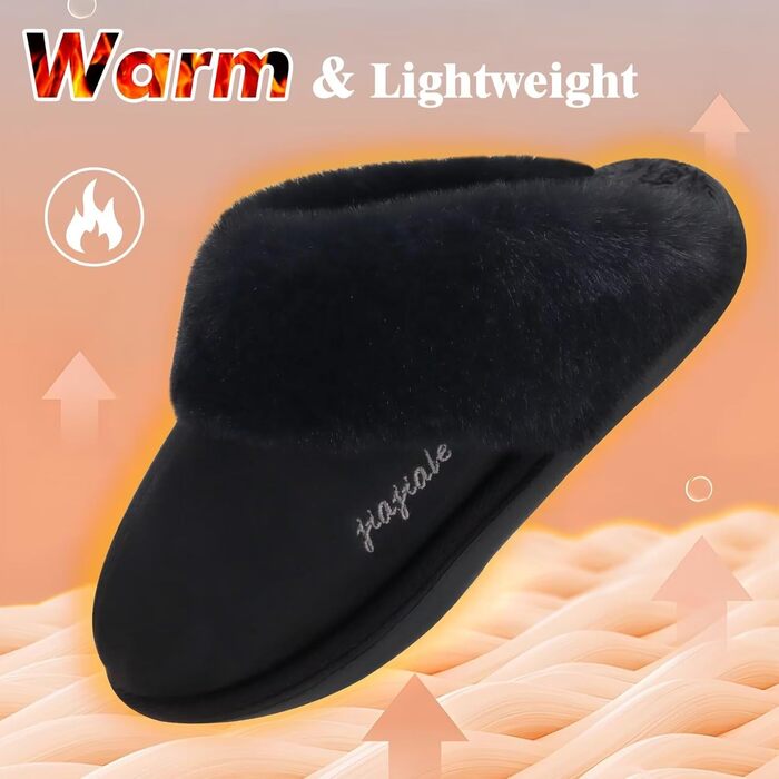 Жіночі домашні тапочки Jiajiale: м'які, теплі, з гумовою підошвою, чорні