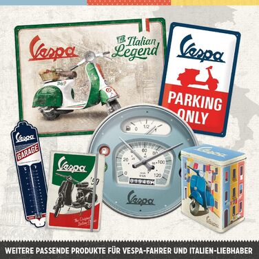 Ретро настінний годинник Nostalgic-Art Vespa Ø31 см, ліцензія, великий кухонний годинник у вінтажному стилі, подарунок для фанатів скутерів