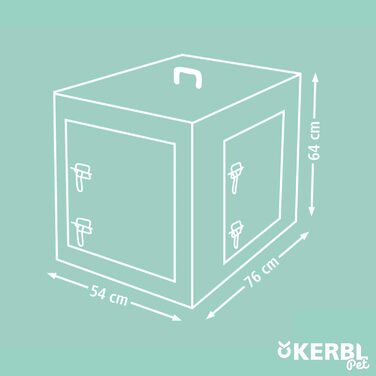 Кігтедержка для тварин Kerbl, переносна клітка для собак, чорна, 76x54x64 см, складна, металева, з двома дверцятами, для подорожей та дому
