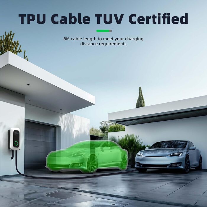Зарядна станція для електромобіля 11 кВт, 32A, Type 2, WiFi, APP - EV Wallbox 230V (6м)