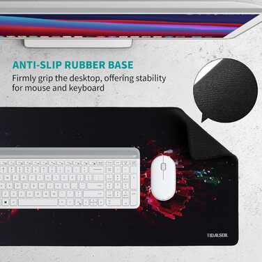 Килимок для миші ігровий XXL 900x400 мм - антиковзаюча підкладка для столу з гумовою основою, для геймерів та офісу, з міцним краєм (Rotes Pixel)