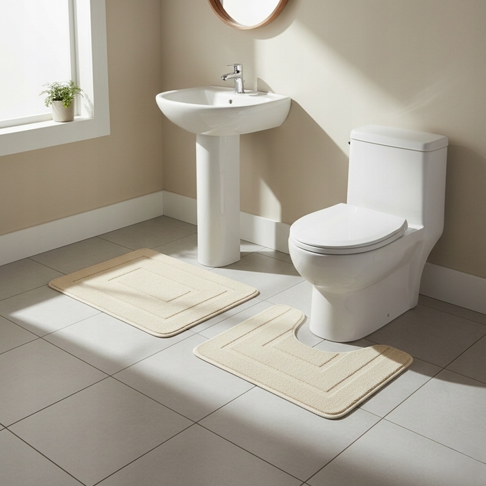 Килимок для ванної кімнати SmartHome бежевий, 50x80 см, з антиковзаючим покриттям