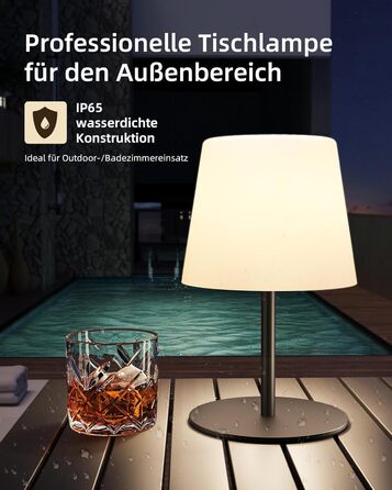 Світлодіодні настільні лампи EZVALO бездротові, 2 шт., IP65, USB-C, диммер сенсорний, 3 режими світла, для дому та кемпінгу (Чорні)