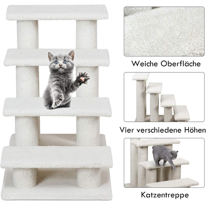 Сходинка для котів та собак GOPLUS - Кліматичний комплекс з драбиною, котячий будиночок, когтеточка (білий)