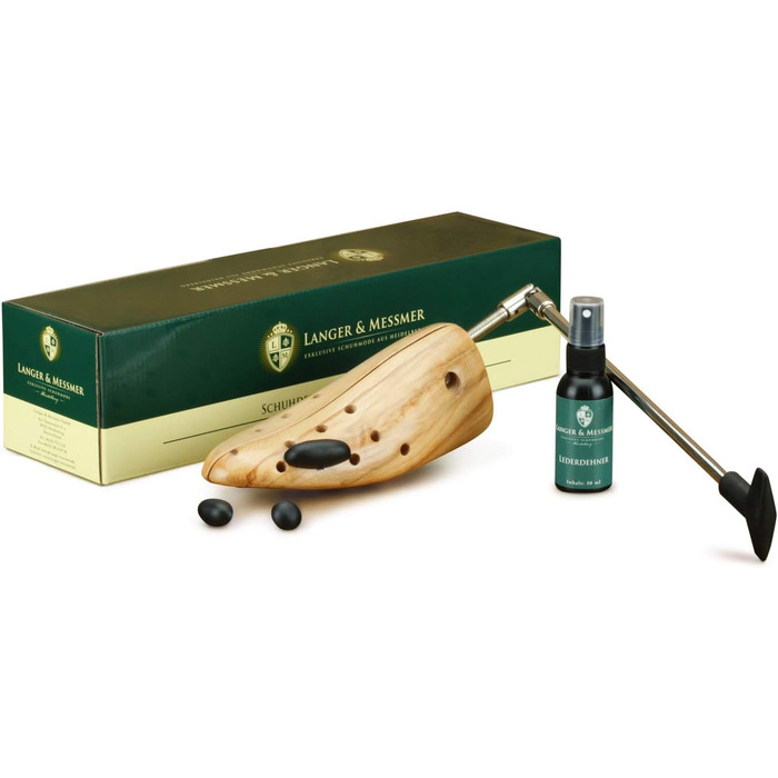 Langer & Messmer shoe stretchers for women against tight shoes, boots or high heels - made of solid beechwood and metal mechanics - expands in width or length & incl. leather stretching spray (EU L 40/42 UK 6.5/8, boots)