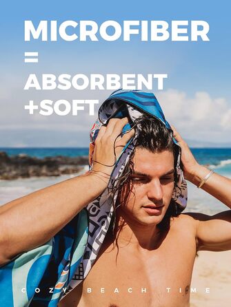 OCOOPA Microfiber Beach Towel, Quick-Drying, Large 200x145 cm, Super Absorbent, Sand-Free Beach and Swimming Towels for Men and Women