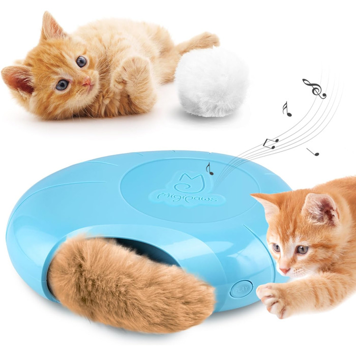 Migipaws Cat Toy, electric, interactive, plush ball and tail with catnip, squeaking hide-and-seek game in a mouse hole, smart kitten teaser, irregular movement