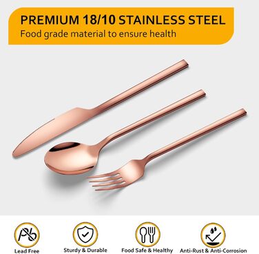 Набір столових приборів Velaze 30 предметів з нержавіючої сталі 18/10 (Rosegold) для 6 осіб