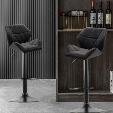 WangPangzi Adjustable Bar Stools 2-Pack with Backrest - Padded Leatherette & Steel Kitchen Bar Chairs with Footrest - for Counter Height, Kitchen, Hotel, Bar Use (Black)