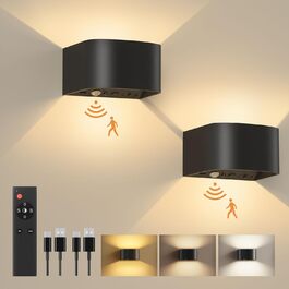 LED-стінна лампа FULEN з датчиком руху, пультом ДУ, 3 кольори, регулювання яскравості, 2 шт.