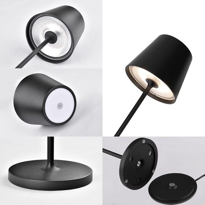 LED настільна лампа K-Bright з регулюванням яскравості, акумуляторна, для дому та вулиці, IP54, чорна