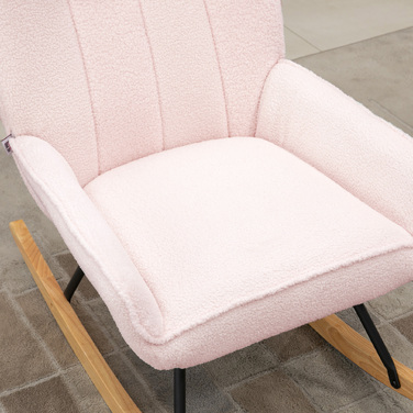 HOMCOM Rocking Chair Upholstered Recliner with Sherpa Fleece in Pink, up to 150 kg, Comfortable Rocking Chair, 63x95x97cm