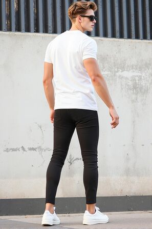 Чоловічі рвані джинси GINGTTO Skinny Stretch Denim Slim Fit, чорні, 32W/30L