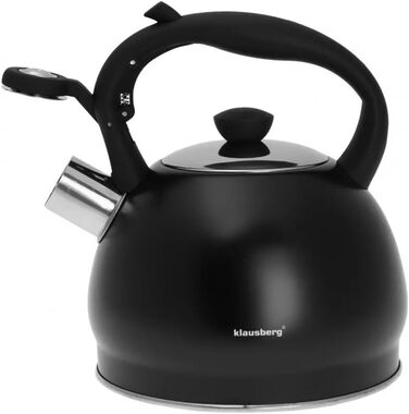 Чайник для води Klausberg з нержавіючої сталі з флейтою, 2 літри, KB-7320 (Чорний матовий)
