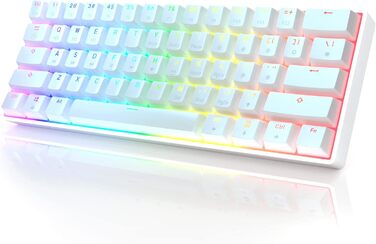 Механічна клавіатура HK Gaming GK61: 61 програмовані клавіші, RGB підсвітка, сумісна з Windows/Mac, QWERTY, Hotswap, перемикачі Gateron (чорний/білий)
