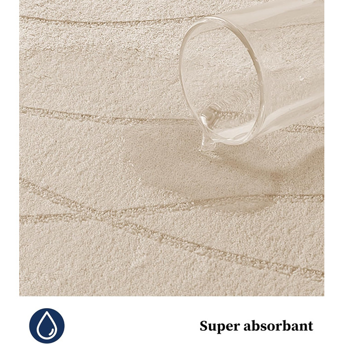 Килимок для ванної кімнати chakme з ефектом пам'яті (Memory Foam), протиковзкий та вологопоглинаючий, бежевий, 60x150 см