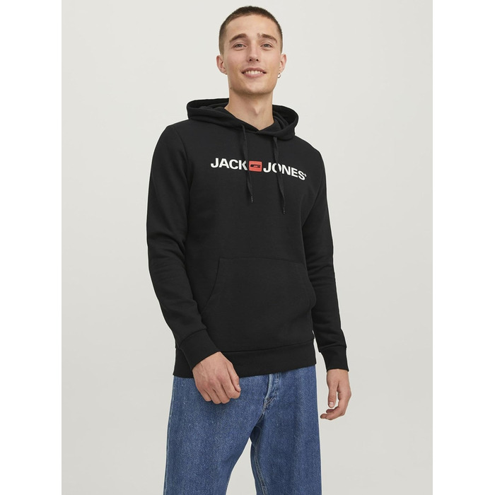 Чоловічий худі Jack & Jones з логотипом, чорний, розмір XL